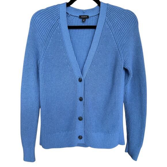 Talbots Women's Cerulean Blue Knit V-Neck Cardigan Sweater Size XS - Picture 2 of 5